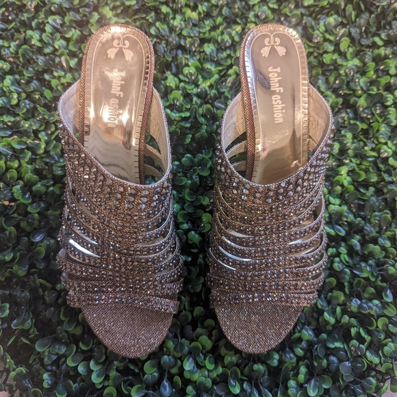 Gold JohnFashion Rhinestone Evening Slide - Picture 1 of 9